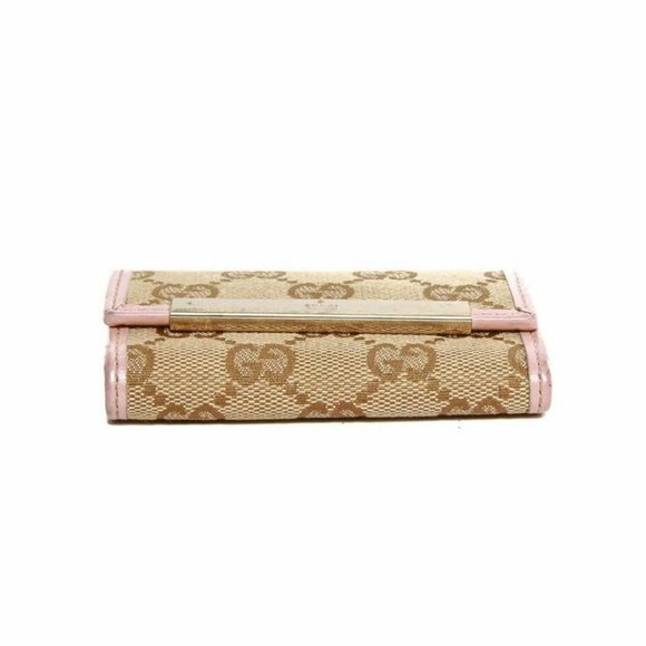 Gucci monogram canvas pink leather trim key case - Picture 4 of 8